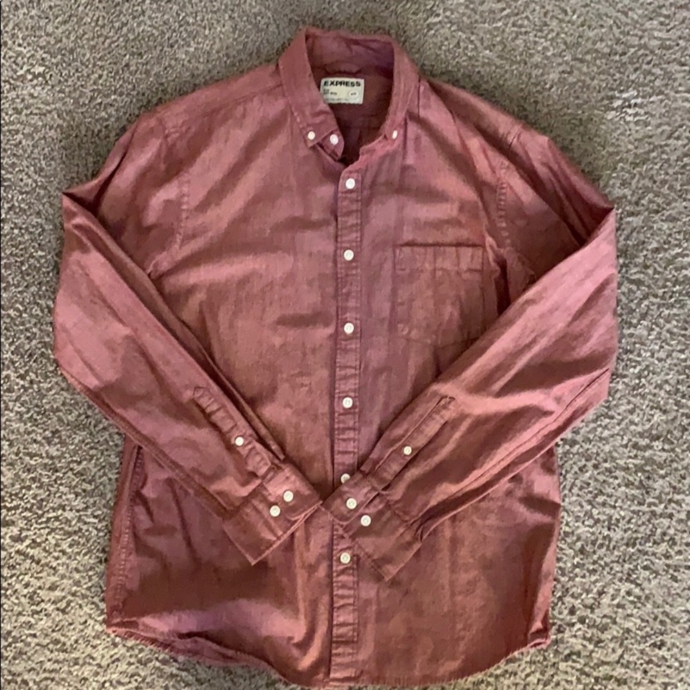 Express Men’s heather red casual button down
